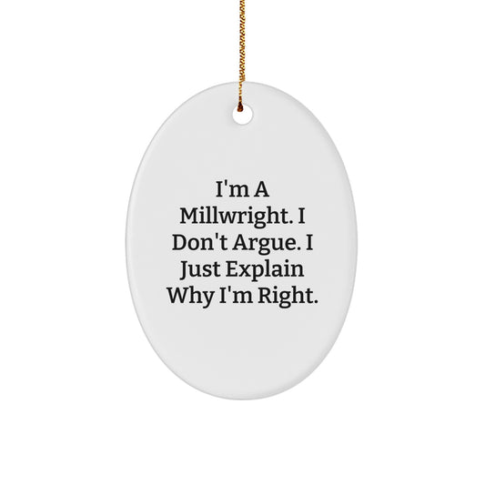 Funny Millwright Gifts from Friends and Family - Unique Oval Ornament for Men's Christmas Unique Gifts - Image 1