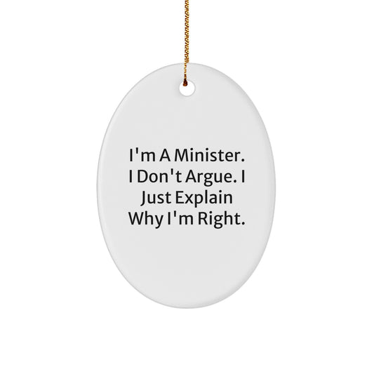 Funny Minister Oval Ornament Gift for Ministers - Christmas Unique Decorations from Friends - Image 1