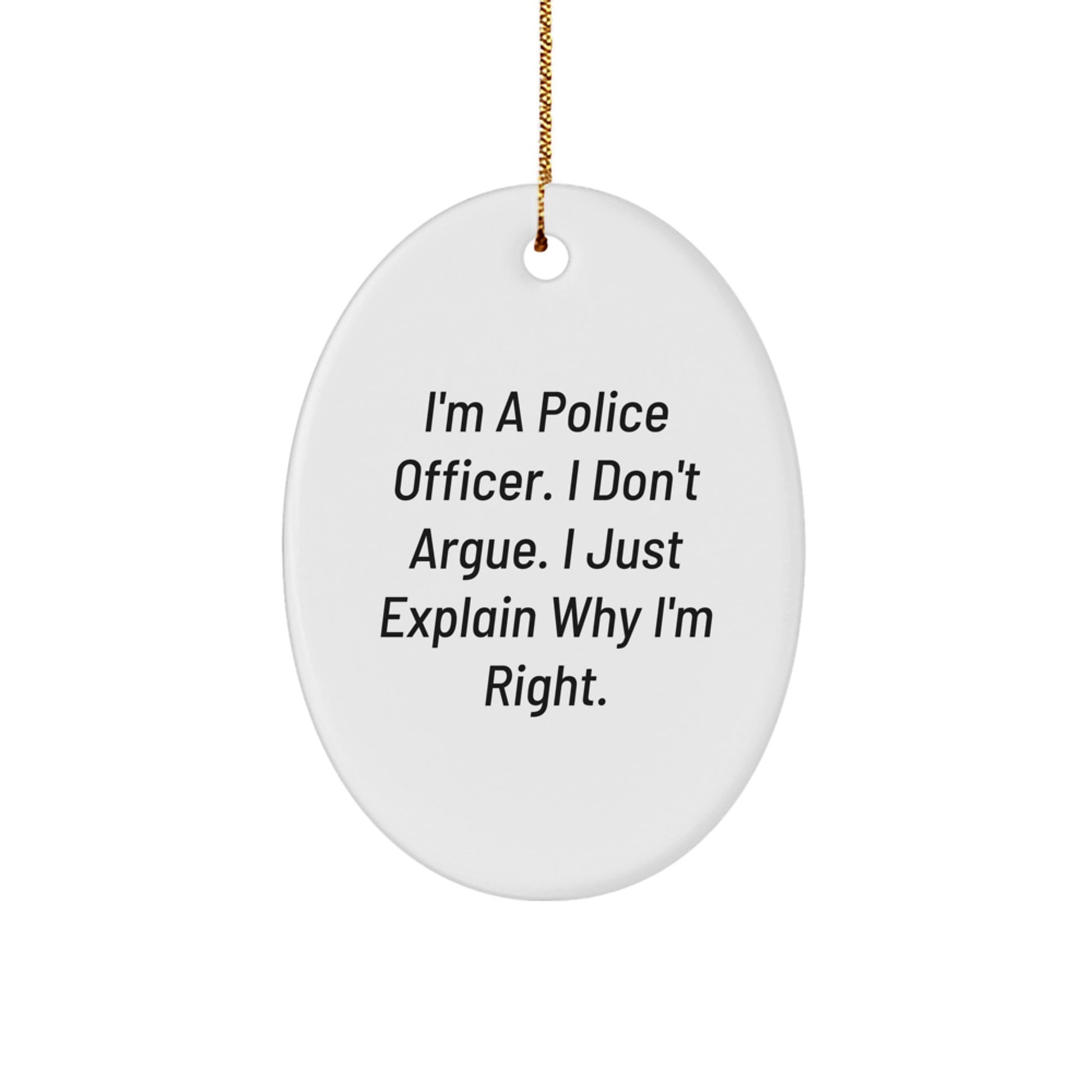 Funny Police Officer Oval Ornament Gifts from Friends for Men Police Officer Christmas Unique Gifts - Image 1