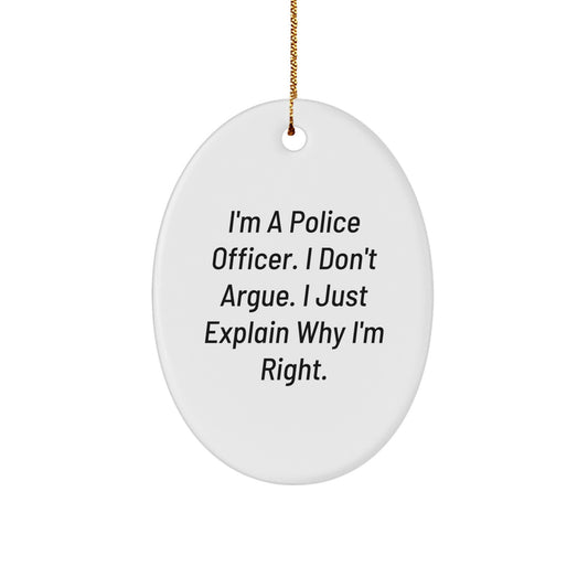 Funny Police Officer Oval Ornament Gifts from Friends for Men Police Officer Christmas Unique Gifts - Image 1