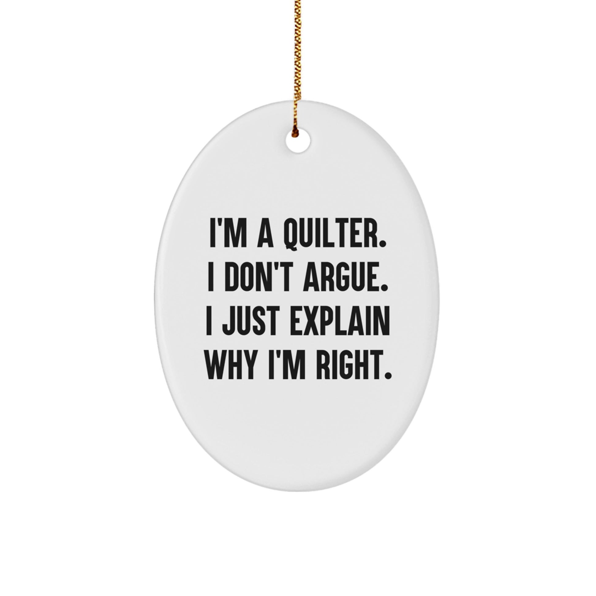 A Quilter's Delight, Oval Ornament for Quilters, Gifts from Friends for Christmas - Image 1
