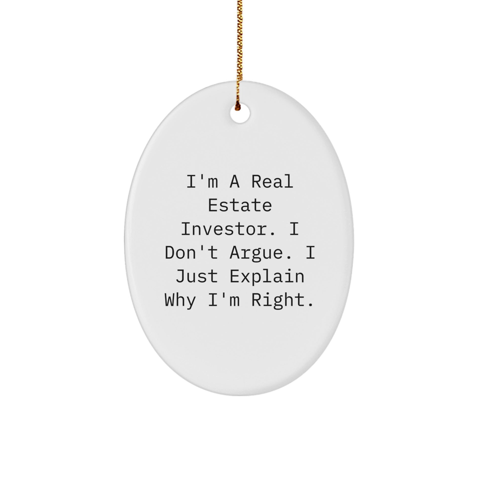 Funny Real Estate Investor Gifts for Friends, Oval Ornament, Christmas Unique - Image 1