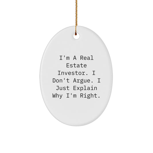 Funny Real Estate Investor Gifts for Friends, Oval Ornament, Christmas Unique - Image 1