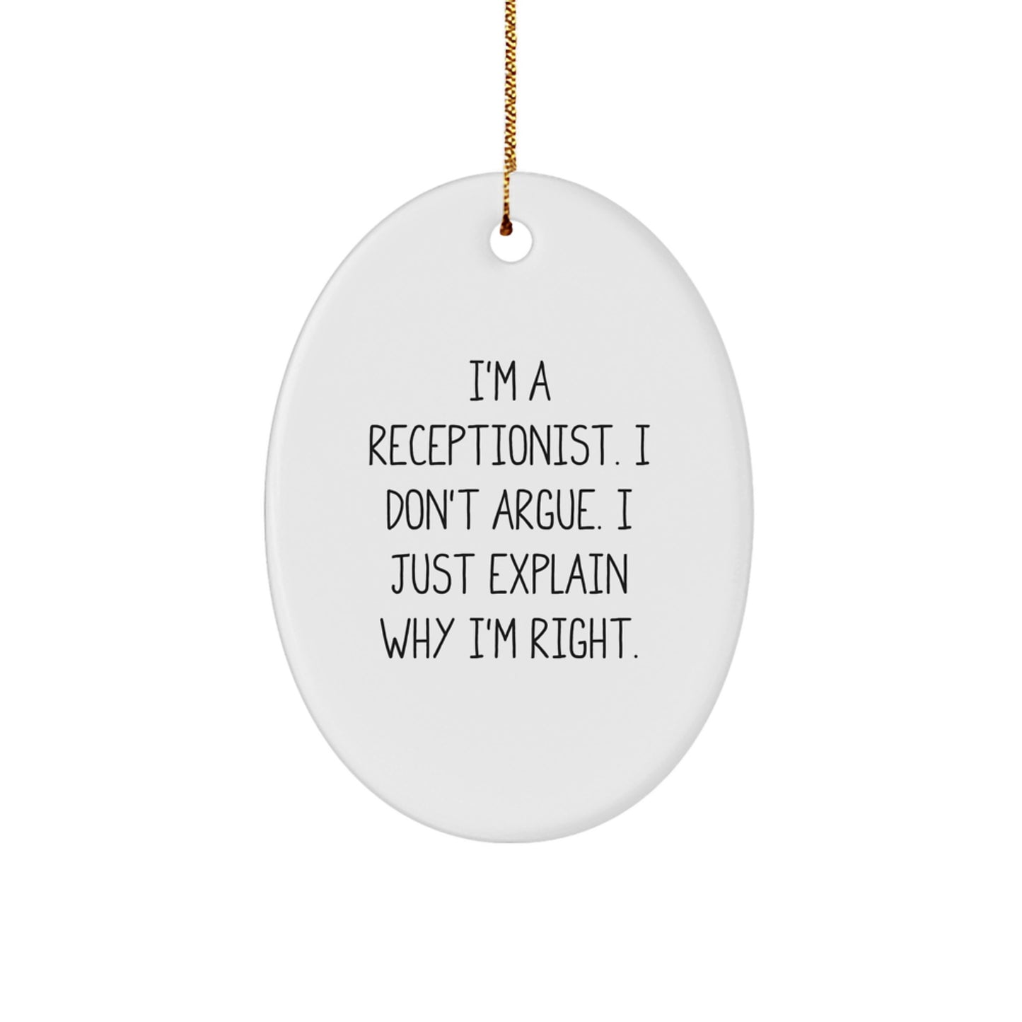 Funny Receptionist Oval Ornament Gifts from Coworkers for Christmas Unique Gifts - Image 1