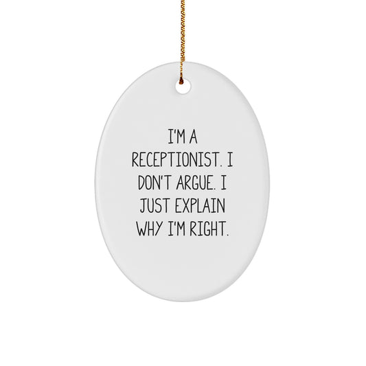 Funny Receptionist Oval Ornament Gifts from Coworkers for Christmas Unique Gifts - Image 1