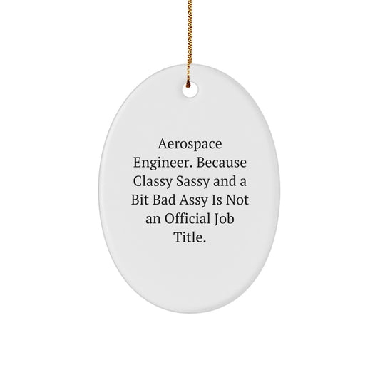 Funny Aerospace Engineer Gift, Oval Ornament for Classy Sassy Friends, Christmas Unique Gifts from Men to Aerospace Engineer - Image 1