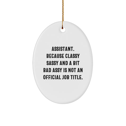 Funny Assistant Gifts, Oval Ornament for Christmas Unique Presents from Friends to Assistants - Image 1
