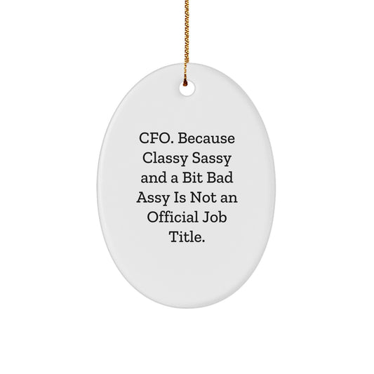 CFO Gifts from Friends, Family, or Coworkers - Oval Ornament with Funny Quote - Christmas Unique Gifts - Image 1