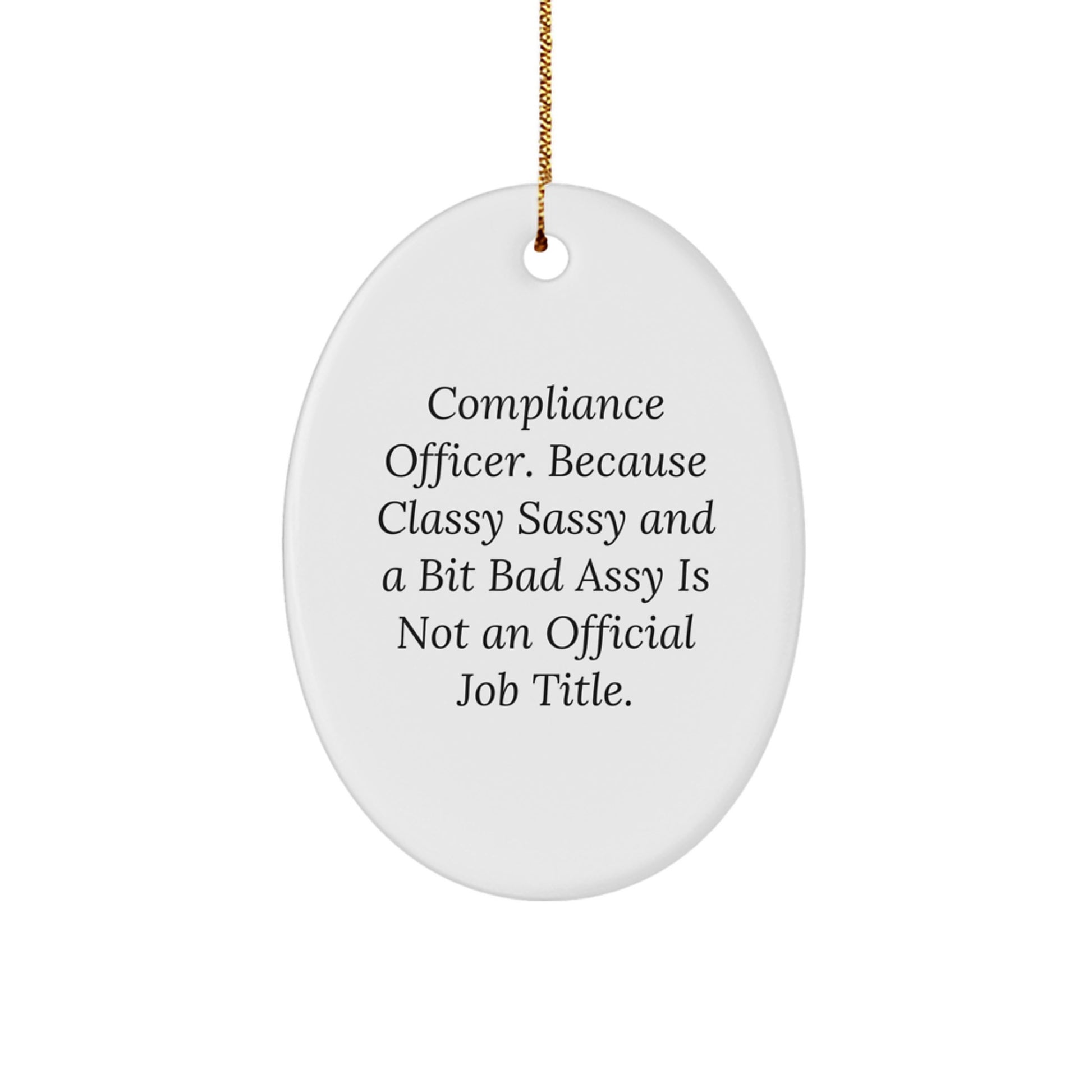 Compliance Officer Christmas Unique Gifts from Friends - Oval Ornament Funny Quote - Image 1
