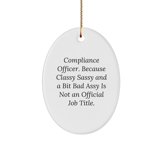 Compliance Officer Christmas Unique Gifts from Friends - Oval Ornament Funny Quote - Image 1