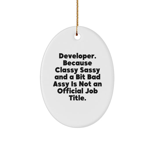 Developer Gifts for Men Oval Ornament, Funny Quote Gifts from Friends, Christmas Unique Gifts for Developer Friends - Image 1