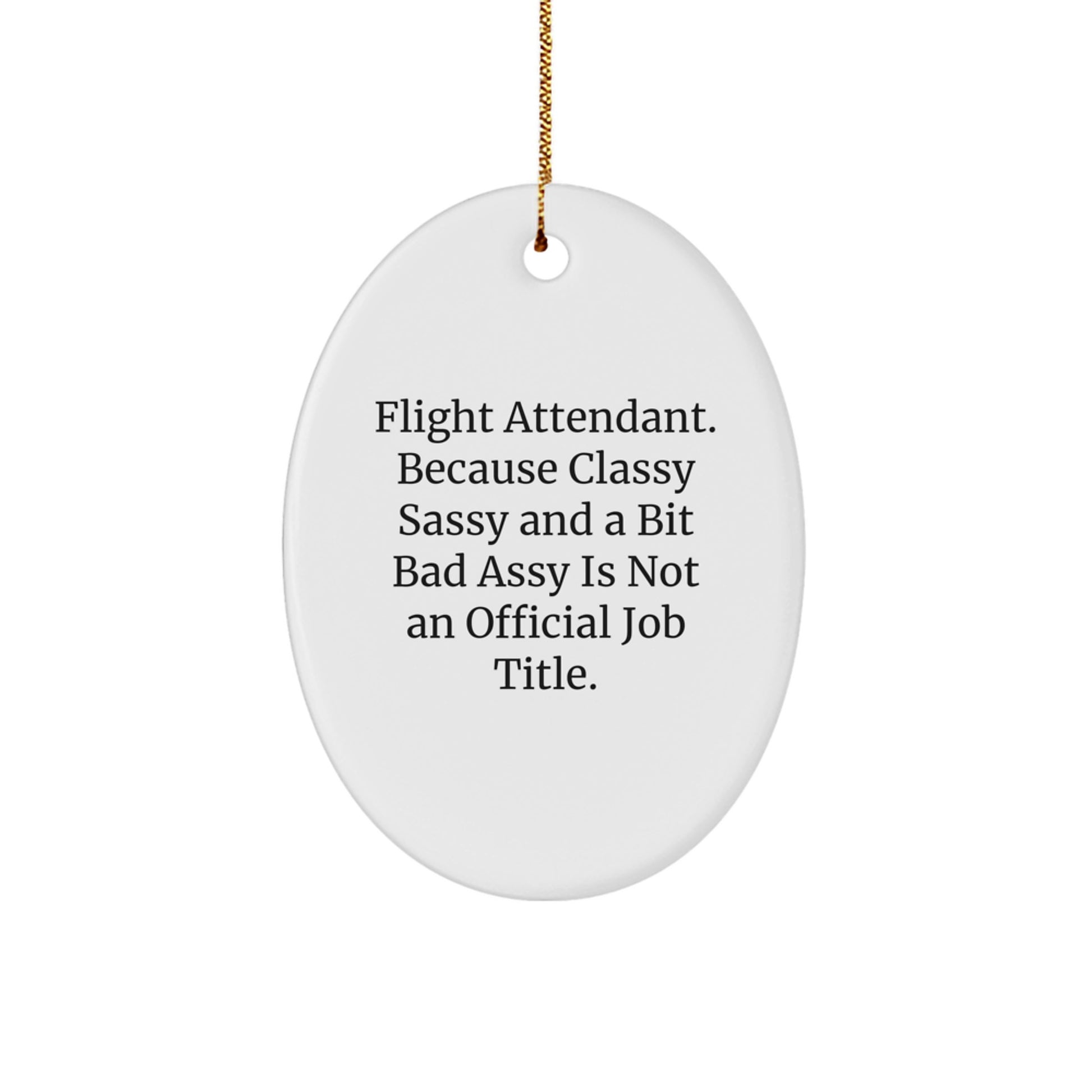 Funny Flight Attendant Gifts from Friends for Christmas Unique Gifts Oval Ornament - Image 1