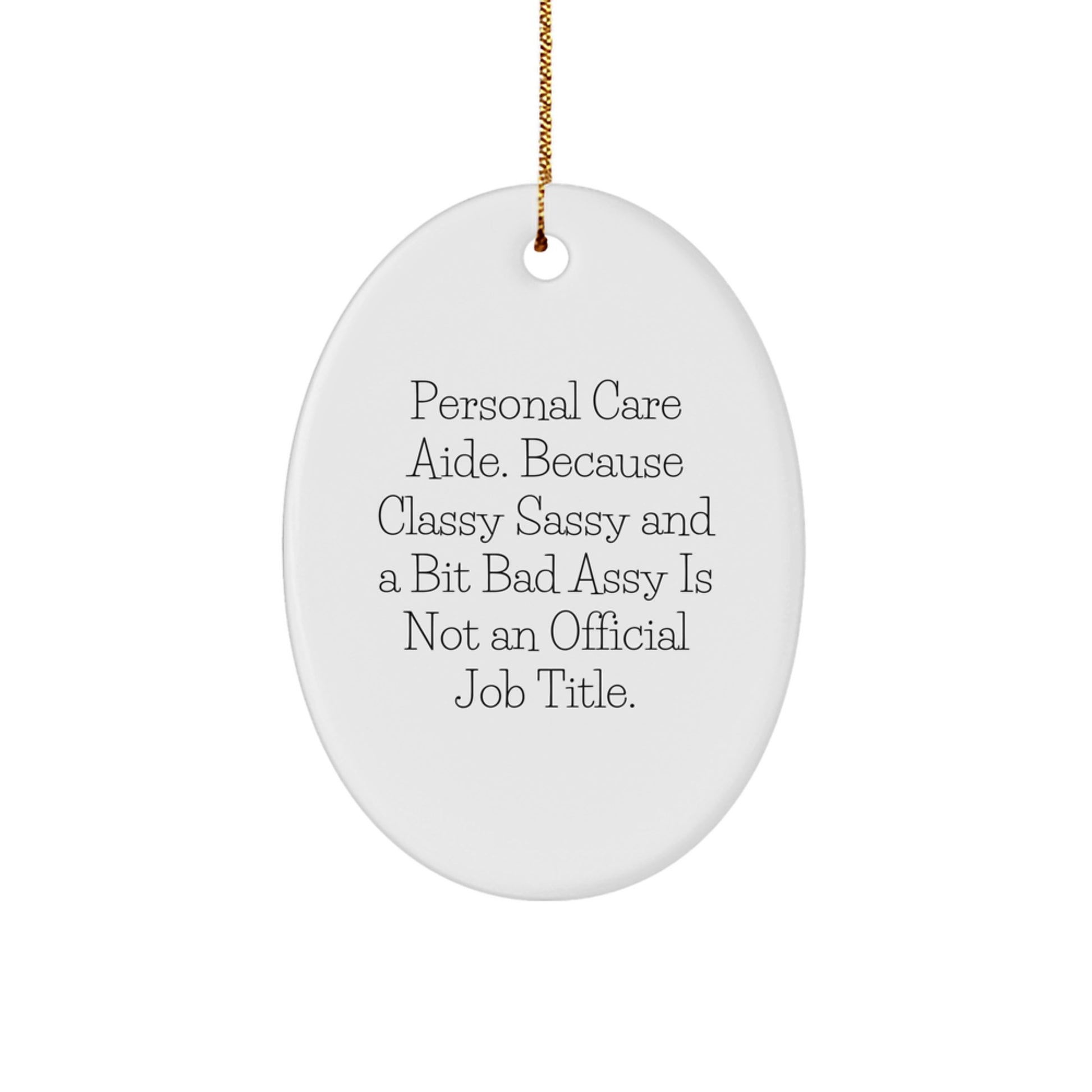 Funny Personal Care Aide Gifts from Friends, Oval Ornament Quote, Christmas Unique Gifts for Women, Gifts from Coworkers to Family - Image 1