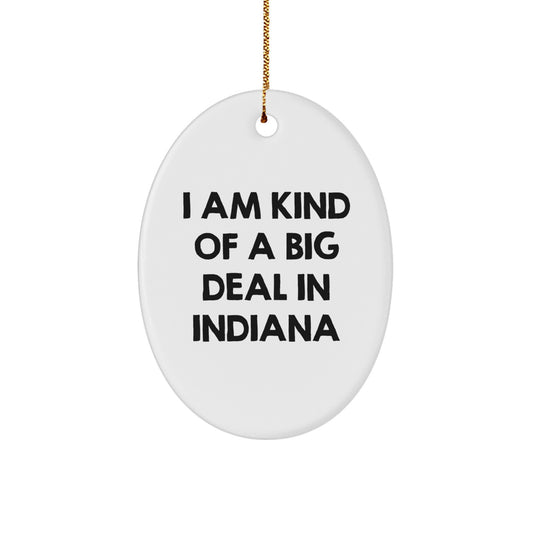 Funny Indiana Oval Ornament Gift for Friends, Family, or Coworkers from the Heartland - 'I Am Kind Of A Prime Selection In Indiana' Christmas Unique Gifts - Image 1