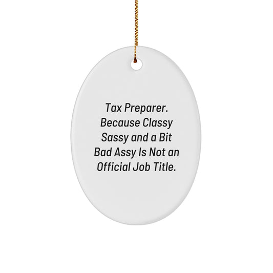 Funny Tax Preparer Gifts from Men to Women, Oval Ornament for Christmas Unique Gifts - Image 1