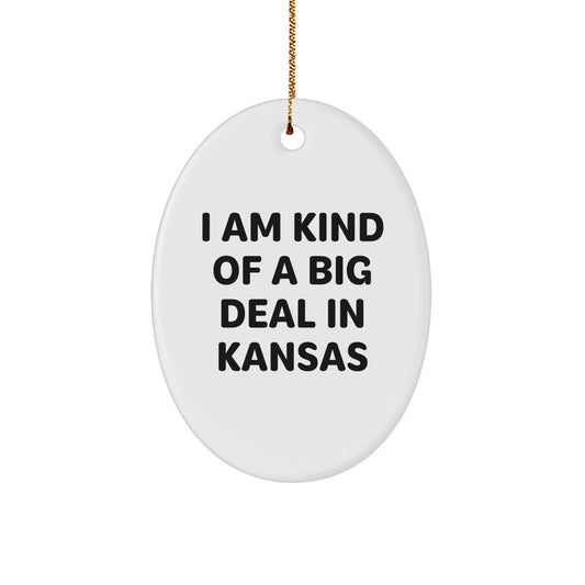 Kansas Oval Ornament, Funny Gift for Friends from Kansas, I Am Kind Of A Prime Selection In Kansas, Christmas Unique Gifts - Image 1