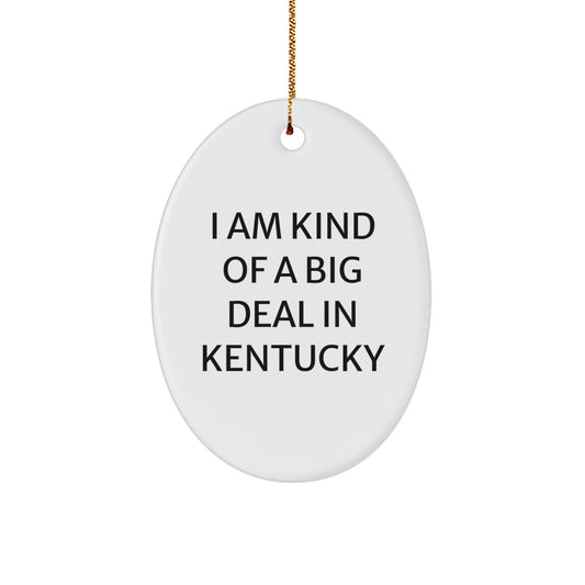 Funny Kentucky Oval Ornament Gifts from Friends to Family Christmas Unique Decorations - 'I Am Kind Of A Prime Selection In Kentucky' Oval Shaped White MDF Board - Image 1