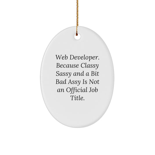 Funny Web Developer Oval Ornament Gifts from Friends for Men, Unique Christmas Unique Gifts Ideas for Web Developer, Oval Shaped Decorations - Image 1