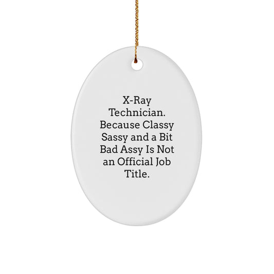 X-Ray Technician Gifts, Funny Quote Oval Ornament, Gifts from Friends to Coworkers, Unique Christmas Unique Gifts for Him or Her - Image 1