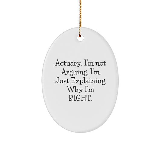 Funny Actuary Quotes Oval Ornament Gifts from Men to Friends, Christmas Unique Gifts for Actuary, Oval Shaped Decorative Item - Image 1