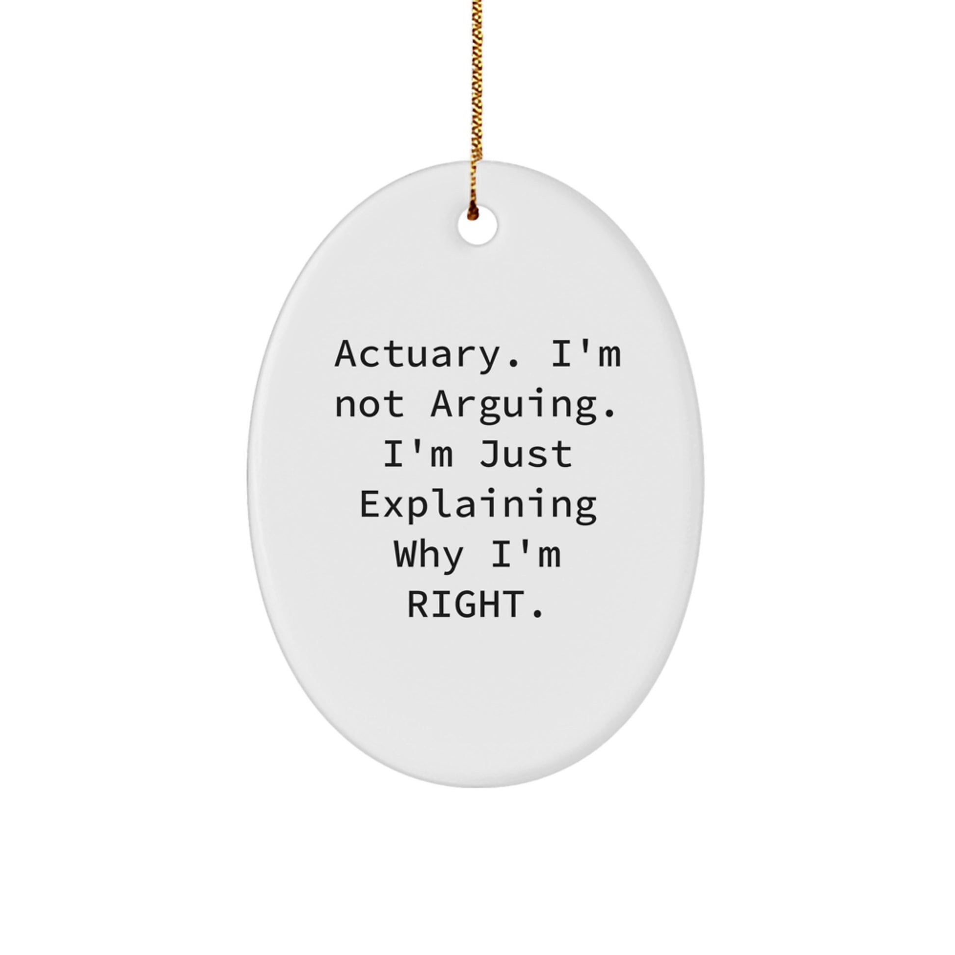 Funny Actuary Gifts for Men, Women, Friends - Actuary Oval Ornament, Christmas Unique Gift from Coworkers, Family - Image 1