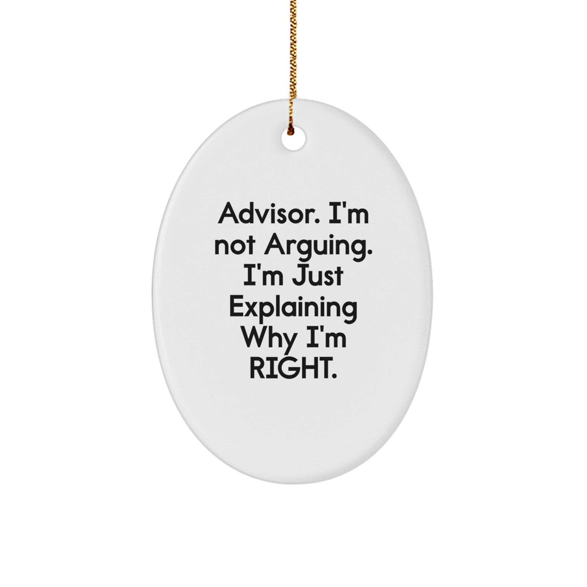 Funny Advisor Gifts from Men to Advisor Friends at Christmas Unique Oval Ornament - Image 1