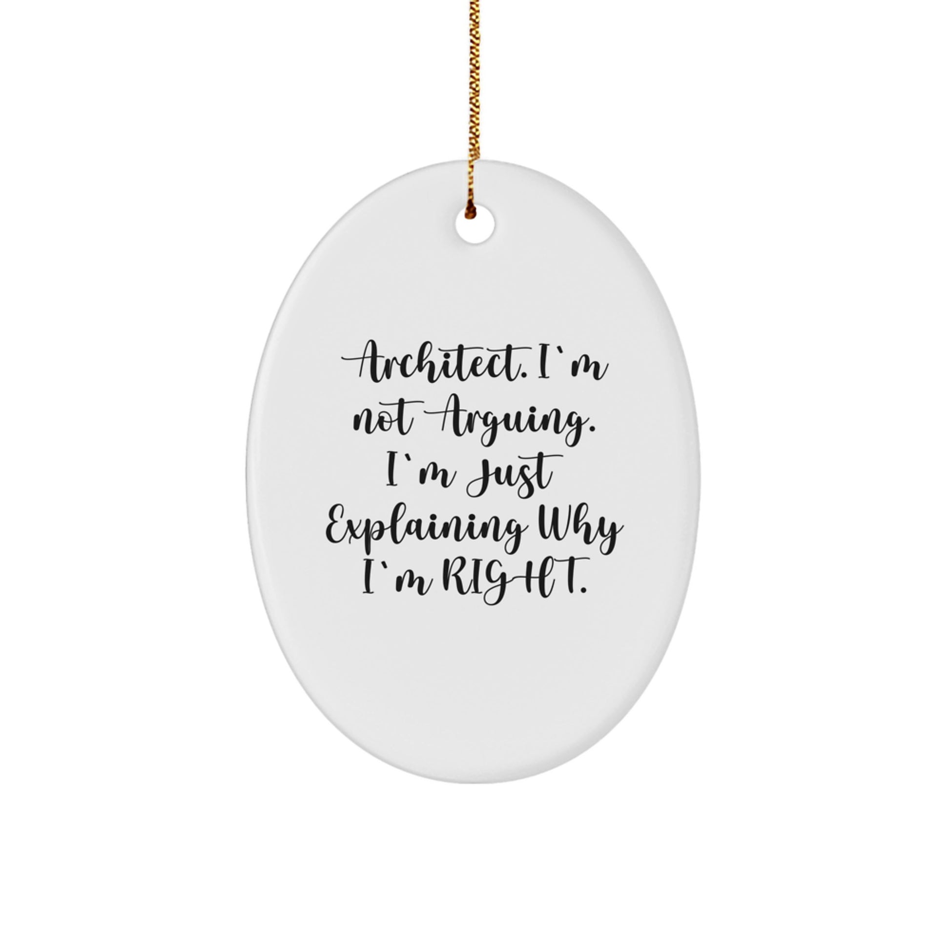 Funny Architect Gifts from Men to Friends, Oval Ornament for Christmas Unique Gifts for Coworkers, Inspirational Quote - Image 1