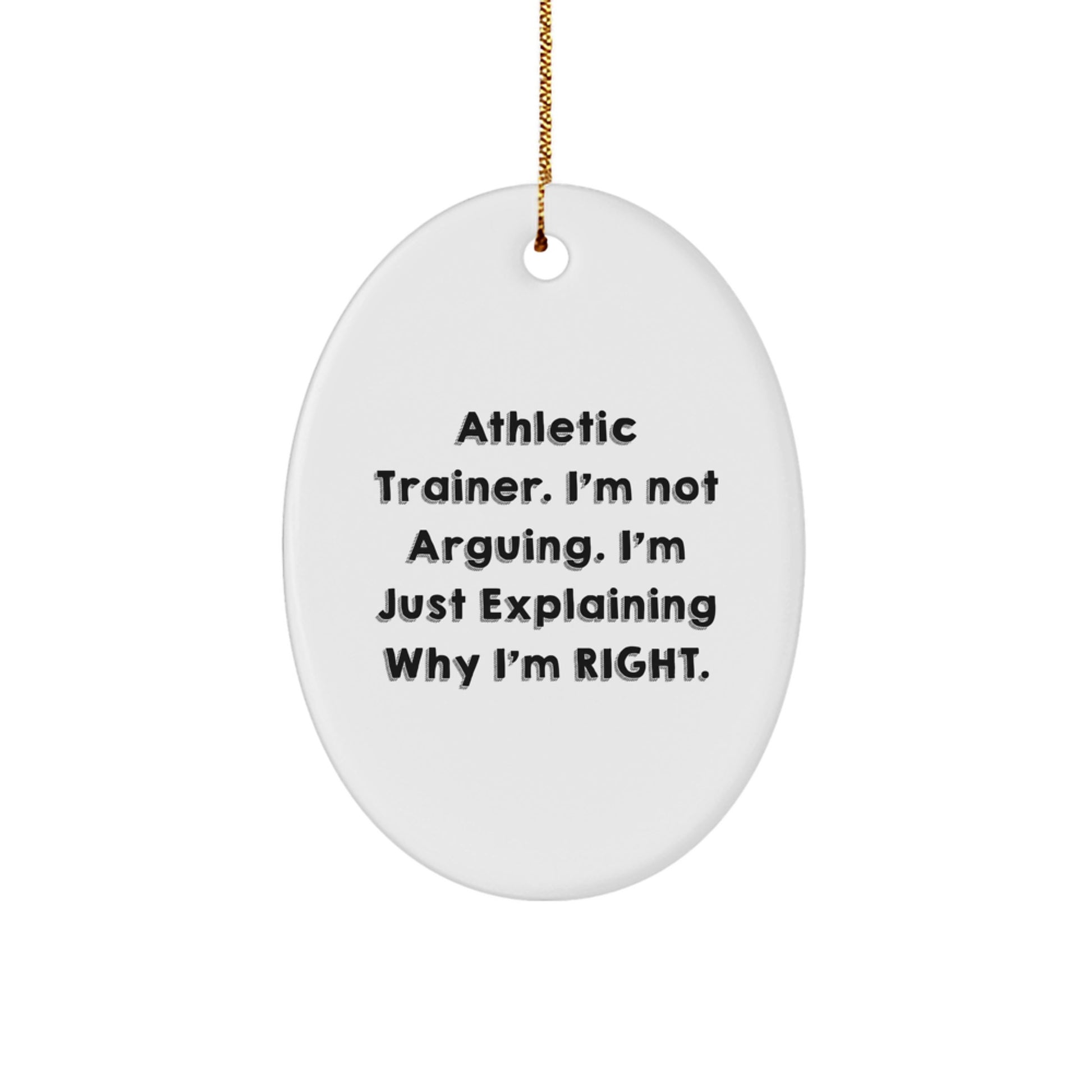 Athletic Trainer Oval Ornament, Funny Quote Gifts from Friends to Athletic Trainers, Unique Christmas Decorations for Men and Women - Image 1