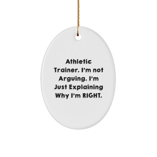 Athletic Trainer Oval Ornament, Funny Quote Gifts from Friends to Athletic Trainers, Unique Christmas Decorations for Men and Women - Image 1