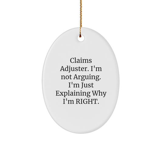 Funny Claims Adjuster Oval Ornament Gifts from Friends, Coworkers, Men, and Women, Christmas Unique Gifts for Claims Adjuster - Image 1