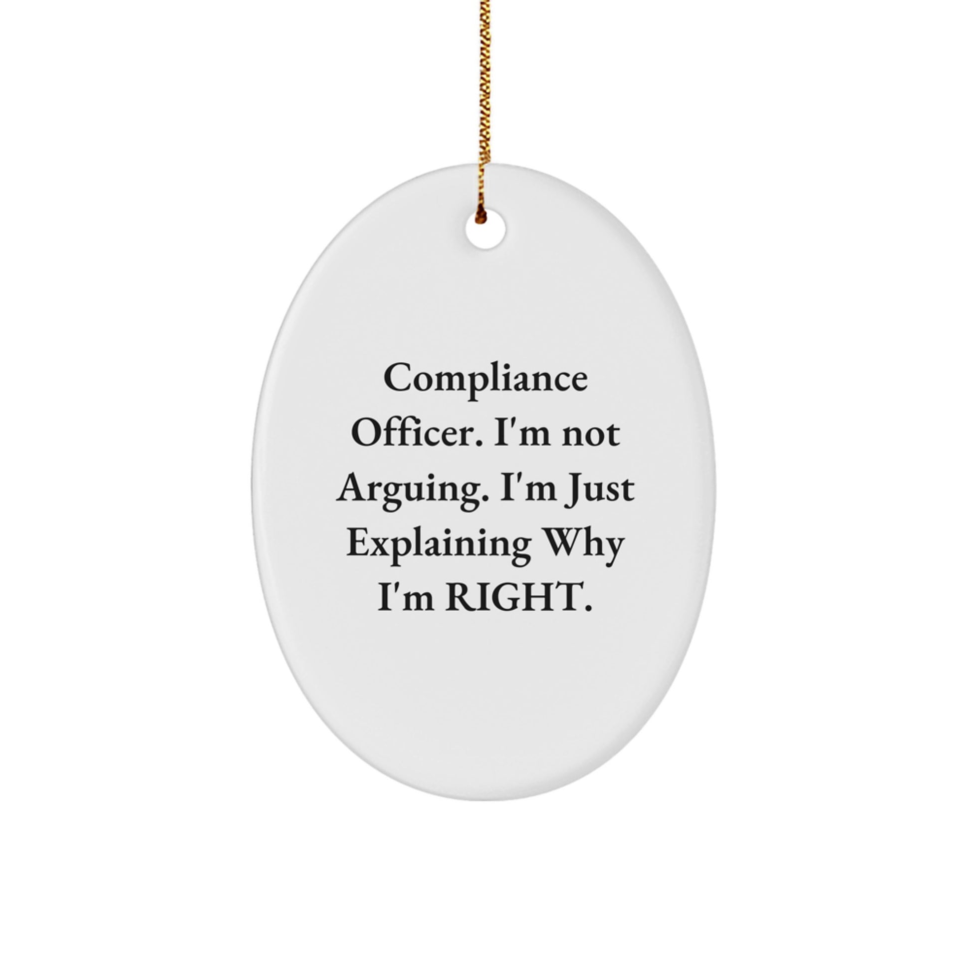 Compliance Officer Gifts for Men - Funny Oval Ornament, Gifts from Friends to Compliance Officer - Christmas Unique Gifts for Compliance Officer - Image 1