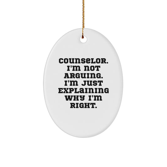 Funny Counselor Oval Ornament Gifts for Counselor Christmas Unique Presents from Friends, Coworkers, and Family - Image 1