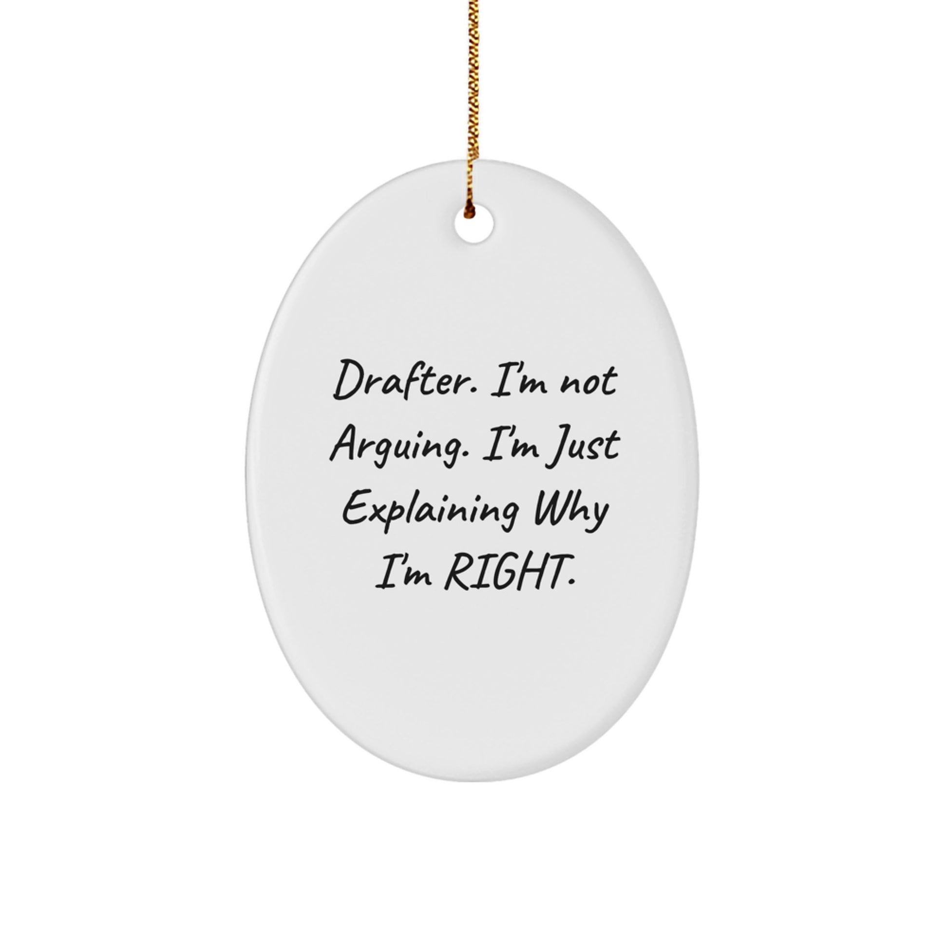 Drafter Gifts from Men, Unique Christmas Ornaments for Drafter Friends, Funny Oval Shaped Drafter Quote Ornaments - Image 1