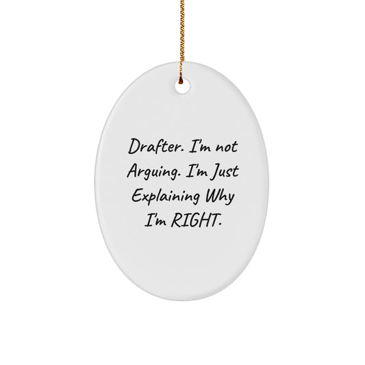Drafter Gifts from Men, Unique Christmas Ornaments for Drafter Friends, Funny Oval Shaped Drafter Quote Ornaments - Image 1
