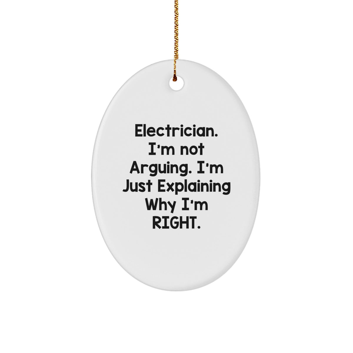 Electrician Oval Christmas Ornament Gift Funny Quote Novelty for Friends - Image 1