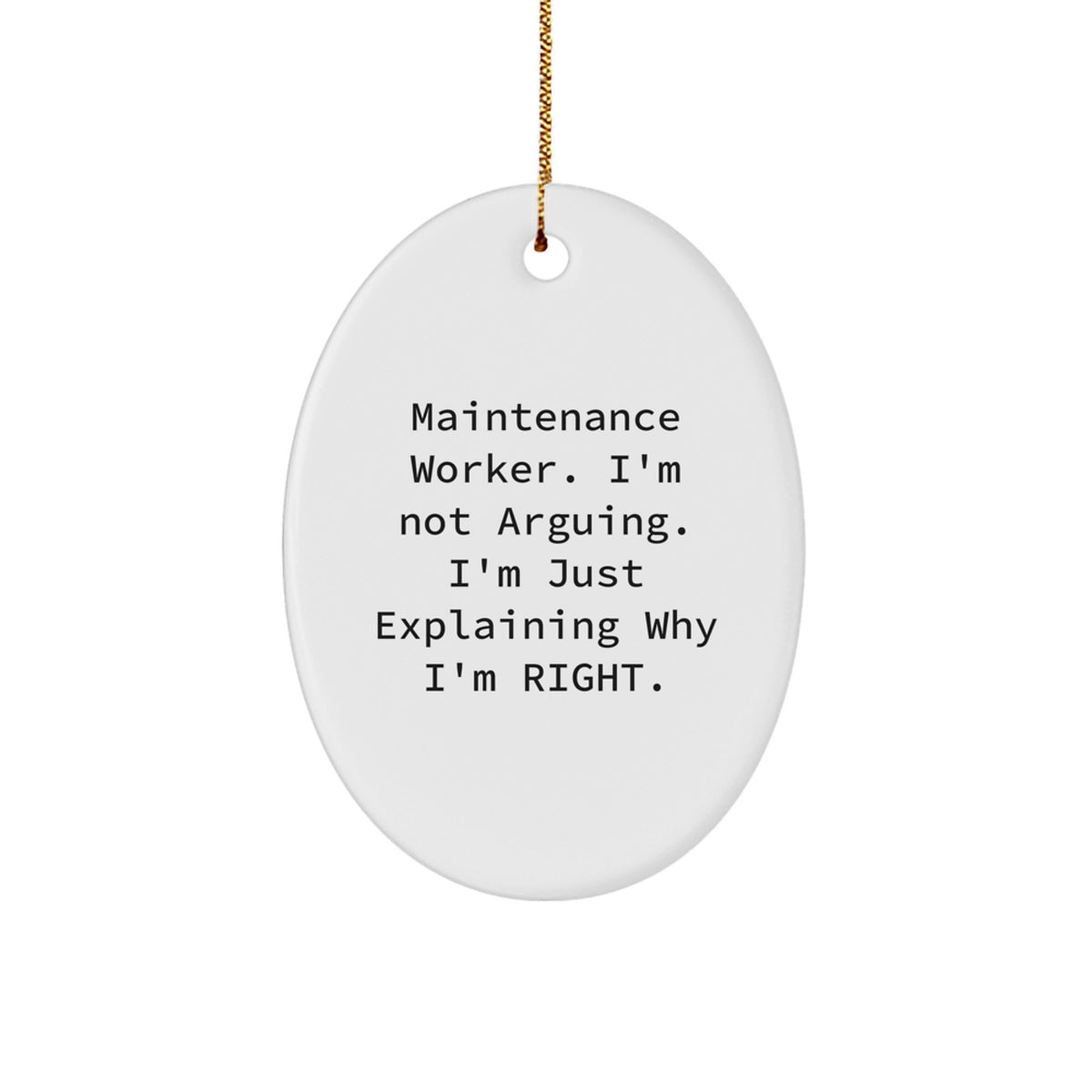 Maintenance Worker Oval Christmas Ornament for Coworkers Gift Idea - Image 1
