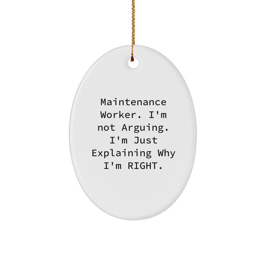 Maintenance Worker Oval Christmas Ornament for Coworkers Gift Idea - Image 1