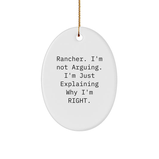 Funny Rancher Gifts from Family Members Oval Ornament Idea for Men and Women Ranchers Christmas Unique Presents - Image 1