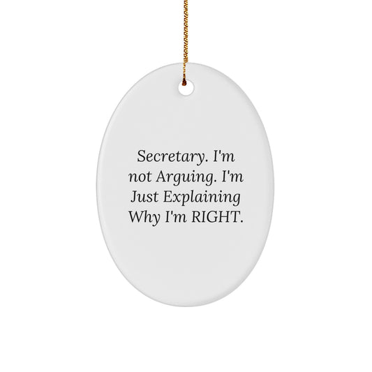 Funny Secretary Gifts from Men to Women Oval Ornament for Christmas Unique Presents - Image 1