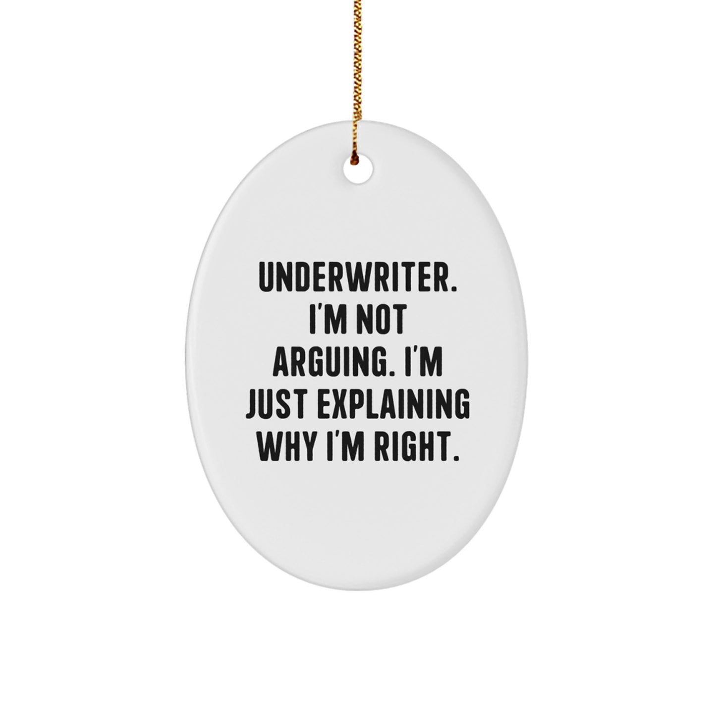 Funny Underwriter Gifts from Friends, Oval Ornament, Christmas Unique Presents for Underwriter - Image 1