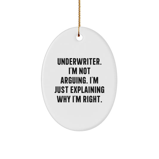 Funny Underwriter Gifts from Friends, Oval Ornament, Christmas Unique Presents for Underwriter - Image 1