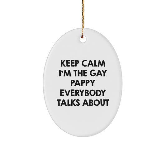 Funny Gay Pappy Oval Ornament Gifts from Friends, Men, Women, Family, Christmas Unique Decorations - Image 1