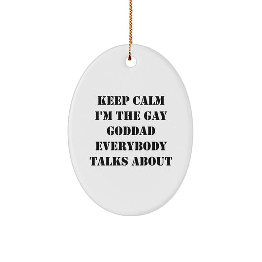 Funny Gay Goddad Oval Ornament Gifts from Men to Men for Christmas Unique Presents - Image 1