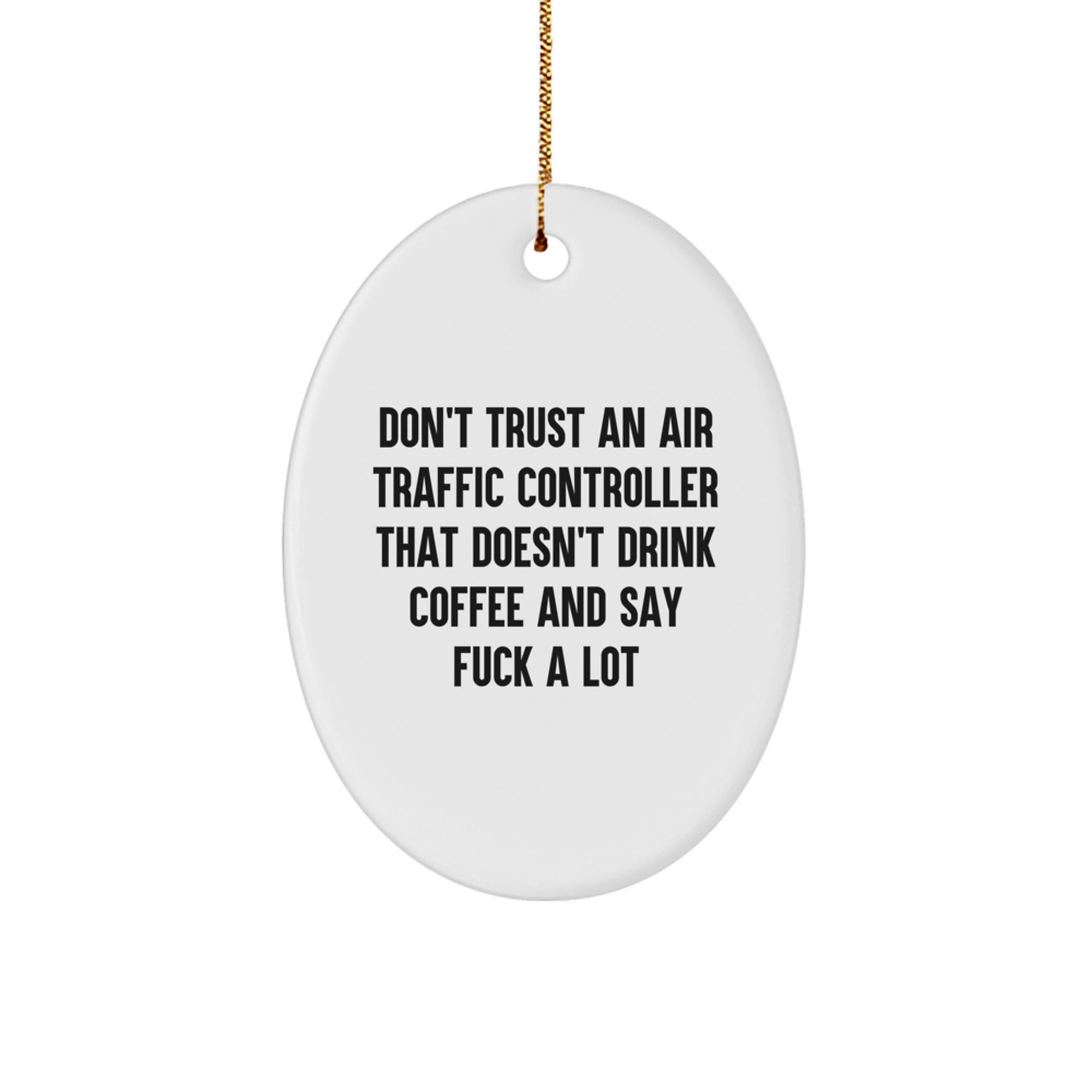 Funny Air Traffic Controller Oval Ornament for Christmas Unique Gifts from Friends to Air Traffic Controller - Image 1