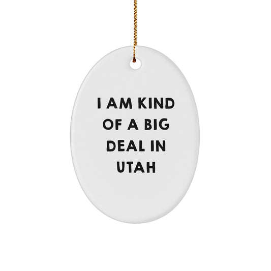 Utah Christmas Unique Gifts from Friends and Family - Oval Ornament with Funny Quote - I Am Kind Of A Prime Selection In Utah - Image 1