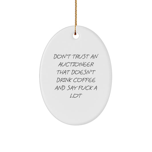 Funny Auctioneer Oval Ornament Gifts from Friends for Auctioneer Men, Christmas Unique Gifts for Men, Oval Shaped Decorative Items - Image 1