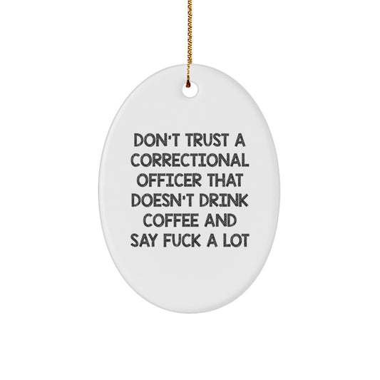 Funny Correctional Officer Quotes Oval Ornament Gifts for Correctional Officer, Unique Christmas Unique Gifts from Friends, Coworkers to Correctional Officer Men - Image 1