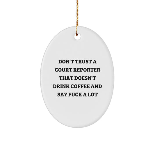 Funny Court Reporter Gifts from Friends, Court Reporter Christmas Unique Gifts, Oval Ornament Quotes for Court Reporter - Image 1