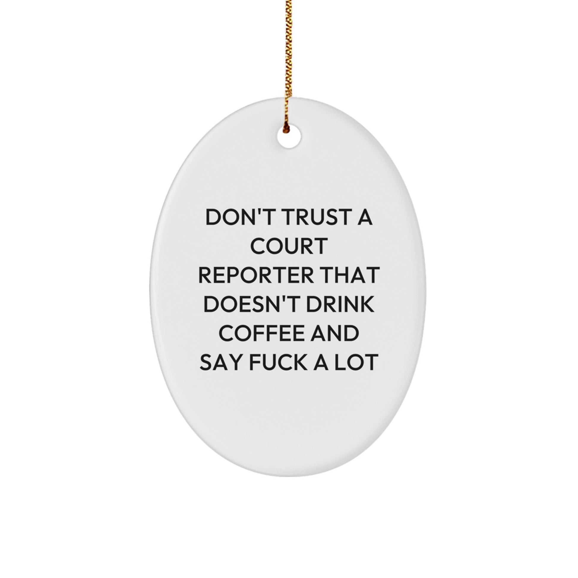 Funny Court Reporter Gifts for Men, Oval Ornament with Sublimation Printing, 'Don't Trust a Court Reporter...' Humor, Christmas Unique Presents - Image 1