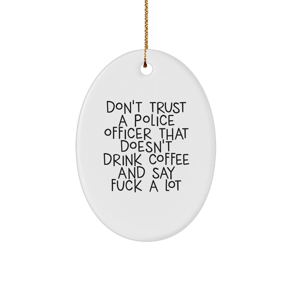 Police Officer Oval Ornament Christmas Unique Gift for Her Cute Present - Image 1
